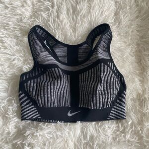 Nike Women's Black and White Patterned Sports Bra